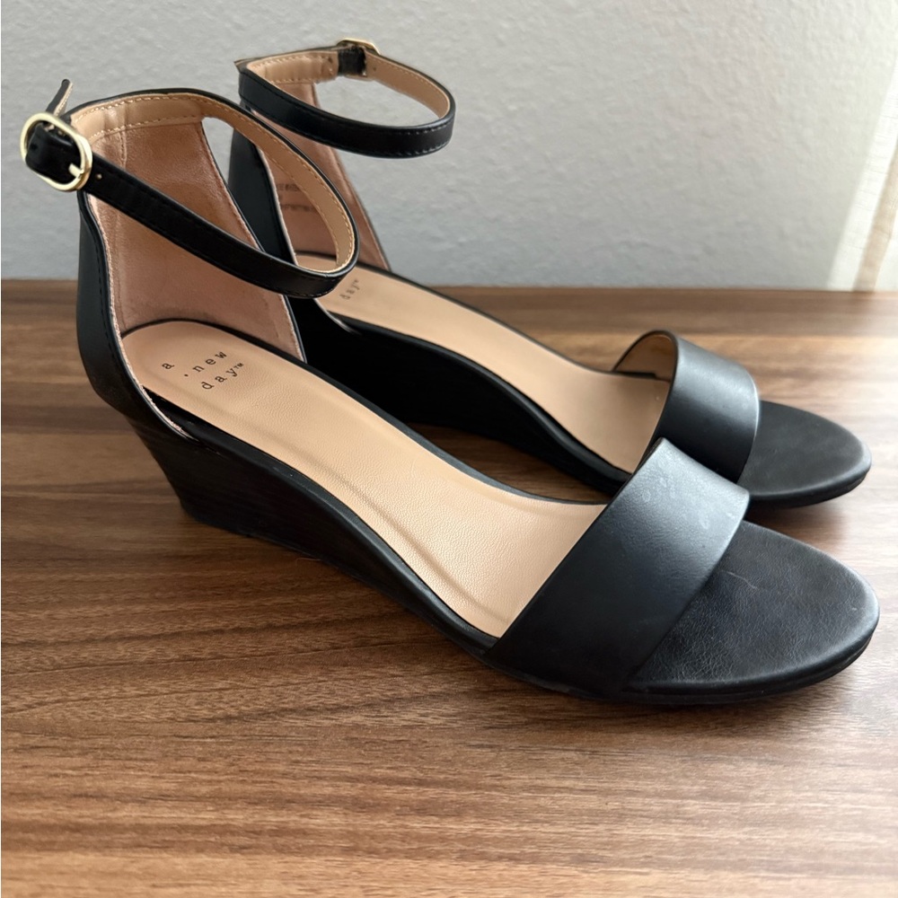 A New Day Women's Black Ankle Strap Heels